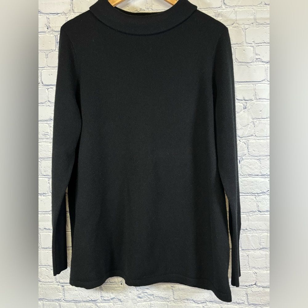 Talbots Black Cashmere Chic Cozy Holiday Portrait Collar Sabrina Sweater XL